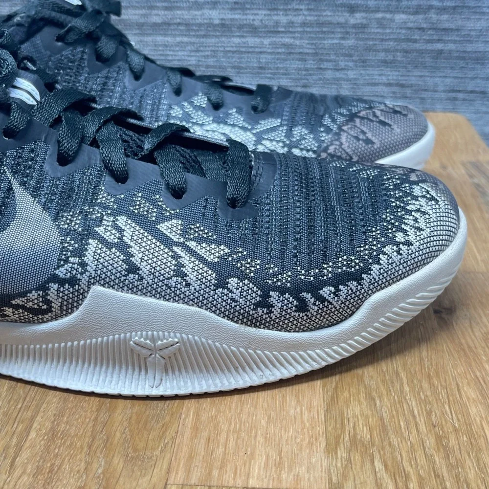 Nike Mamba Rage Men 9.5 Black Grey Basketball Shoes 908972-001 Flyweave Low Top